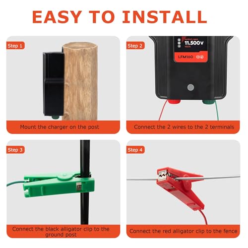 Electric Fence Charger, 110 Volt 10 Joule Plug-in AC DC Fence Energizer - size: 160