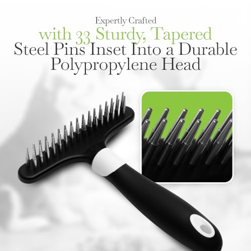 Fuller Brush Undercoat Pet Rake - 33 Sturdy Tapered Steel Pins Inset into Polypropylene Head - Ergonomically Designed Rubberized Handle - Reduce Tangles, Remove Loose Undercoat for Shed-Free Groom - size: Undercoat