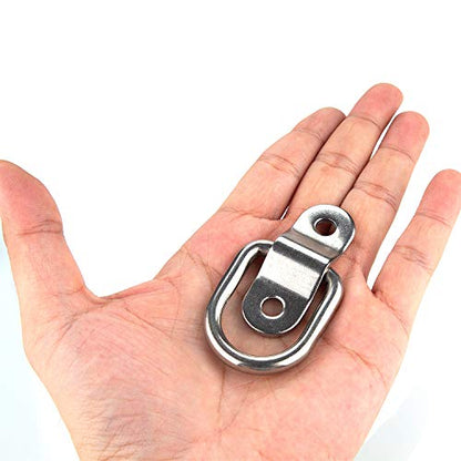12 Pack Tie Down Rings with Mounting Bracket, Heavy Duty Stainless Steel Lashing Ring D-Ring Anchor Point, 1/4" Surface Mount for Trailer Truck Hauling, Cargo Load, RV Pickup Camper and Boats