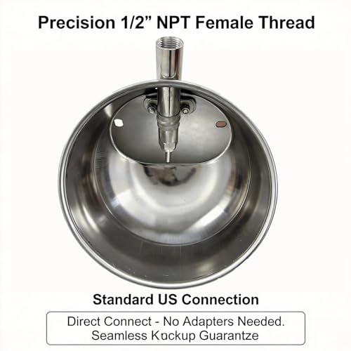 Stainless Steel Pig Waterer Bowl, Automatic Livestock Waterer 1/2" Thread, Heavy Duty Hog Water Trough, Wall Mounted Water Drinker for Piglet Sow Goat Livestock Farm（L）