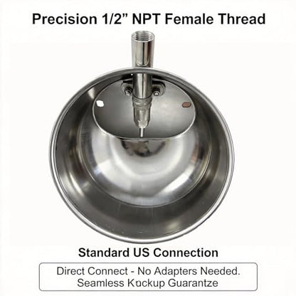 Stainless Steel Pig Waterer Bowl, Automatic Livestock Waterer 1/2" Thread, Heavy Duty Hog Water Trough, Wall Mounted Water Drinker for Piglet Sow Goat Livestock Farm（L）