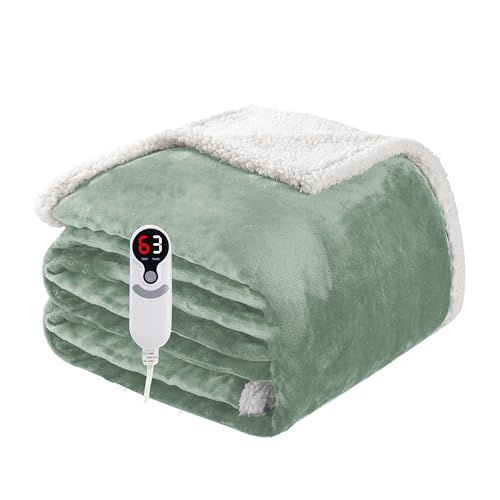 Soypipo Electric Heated Blanket 72"x84", 9 Heat Settings 10-Hour Auto-Off - color: 09-light Green, size: Full 72"x84"