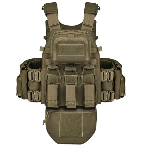 YAKEDA Tactical Training Vest with PALS System - Multi-Pocket Adjustable Straps Quick-Release Buckle for Hunting - color: Mud Color
