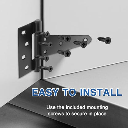 6 Inch T-Strap Gate Hinges, Heavy Duty Black Barn Door Hinges, 2 Pack - size: 6 Inch