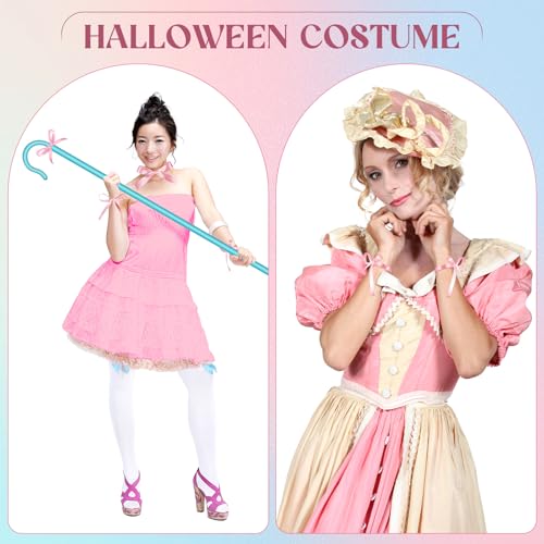 Jiuguva Halloween Costume Accessory Plastic Prop Staff Cane Women's Halloween Shepherd's Crook Costume Set - color: Blue