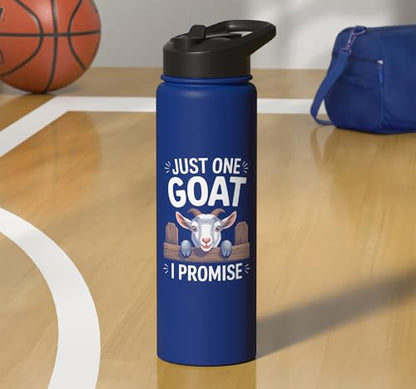 Just One Goat I Promise Cute Coat Pygmy Goat Farmer Stainless Steel Insulated Water Bottle - color: Royal Blue