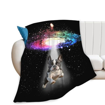 Dynova Boston Terrier Blanket Dog Lovers Gifts Cozy Plush Galaxy Funny Bulldog Throw Blankets Fuzzy Flannel Fleece for Girls Boys Women Men 80"X60" - color: Boston Terrier, size: 80"x60"