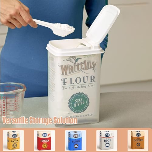 Buddeez Flour and Sugar Container - 3.25 Quart All Purpose Kitchen Organization and Storage Unit, Large Food Storage Container For Kitchen and Organizing Your Pantry (with Scoop)