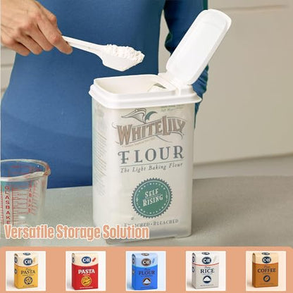 Buddeez Flour and Sugar Container - 3.25 Quart All Purpose Kitchen Organization and Storage Unit, Large Food Storage Container For Kitchen and Organizing Your Pantry (with Scoop)