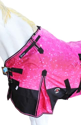 Challenger 1200D Turnout Lightweight Rain Horse Winter Blanket Sheet 3B105 - color: Pink Glitter, size: 82 inches