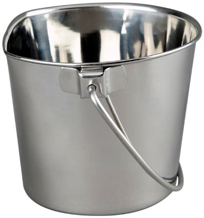 1 Quart Heavy Duty Stainless Steel Flat Side Bucket | Durable Food & Water Pail for Dogs, Cats, Kennels, Cages and Critter Crates | Multi-Purpose Bucket - size: 1 Quart - Not Hooked