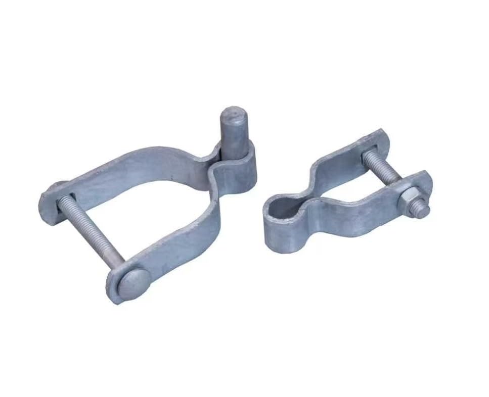 Plutreas 2 Pack Chain Link Fence Gate Hinge Kit, Galvanized Steel Gate Hinges with Female & Male Gate Hinges, Bolts & Nuts Included (1-3/8" x 2-3/8", 2 Pack) - color: 1-3/8" x 2-3/8"