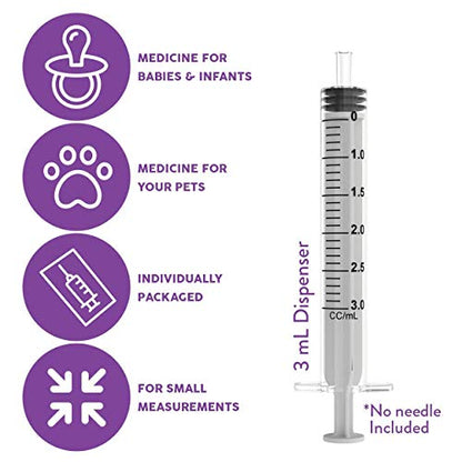 Care Touch Disposable Syringes Without Needle, Luer Slip, 3ml 100 Count - size: 3 ml