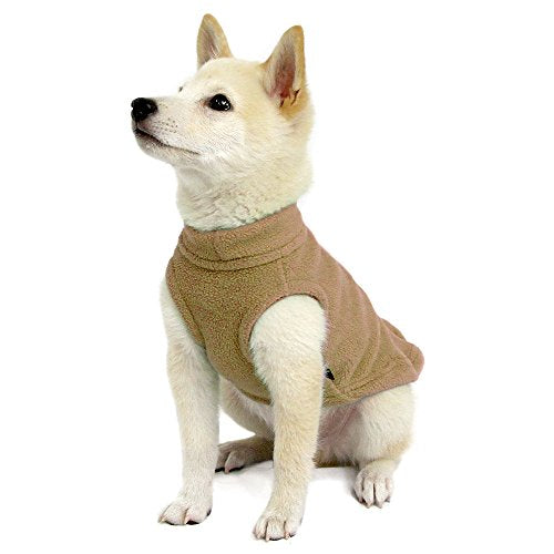 Gooby Stretch Fleece Vest Dog Sweater, Sand, X-Small - color: Sand, size: X-Small Length (7")