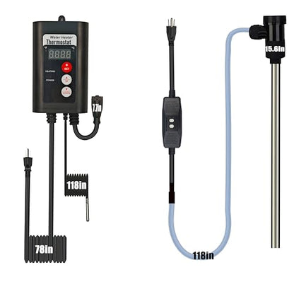 1500W Titanium Immersion Water Heater with Temp Control & GFCI – Submersible Electric Heater for Above-Ground Pool, Baptistry, Baptismal Pool, Spa, Bucke, Hot TubBathtub & Inflatable Pool