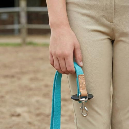 35' Flat Cotton Web Lunge Line with Bolt Snap & Rubber Stop - By Southwestern Equine (35', Turquoise) - color: Turquoise, size: 35'