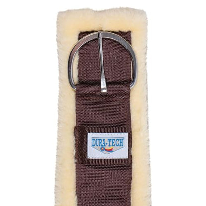 Dura-Tech Fleece Western Cinch | Soft Fleece Fabric Material | Prevents Horse Rubbing | Cream Color with Brown Webbing - size: 28"
