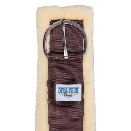 Dura-Tech Fleece Western Cinch | Soft Fleece Fabric Material | Prevents Horse Rubbing | Cream Color with Brown Webbing - size: 32"