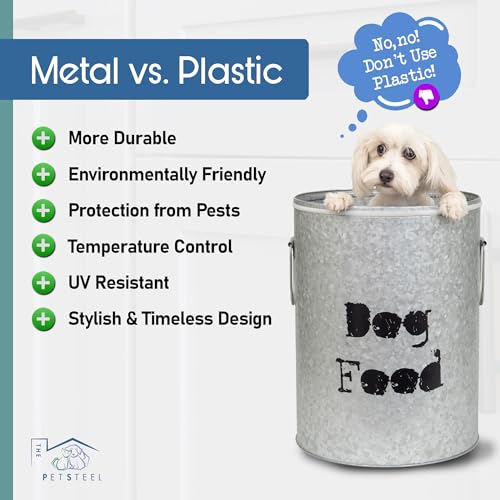 Medium & Small Dog 40lb & 20lb Pet Food Storage Canister with Scoop – Durable & Airtight for Freshnesss, Minimalist Design & Recyclable, Medium & Small Metal Container (Combo - Dog Bin - Med & Small) - size: Combo - Medium Dog 40lb & Small Dog 20lb