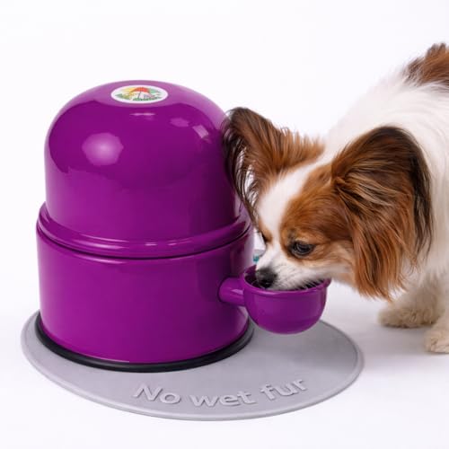 Pet Water Dispenser for Dogs and Cats, 47.3 oz – Gravity-Fed Aluminum Water Bowl, Prevents Wet Fur, Provides Continuous Fresh Water, Electrostatic Coated Finish, Vida Mansa (Violet) - color: Violet