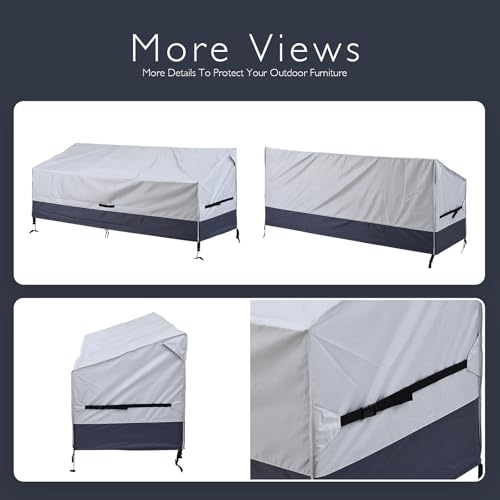 Patio Loveseat Cover Waterproof 420D Bench Cover, 74"x35"x31", Grey - color: Grey-1pc, size: 74L x 35W x 31H inch