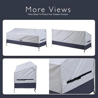 Patio Loveseat Cover Waterproof 420D Bench Cover, 74"x35"x31", Grey - color: Grey-1pc, size: 74L x 35W x 31H inch
