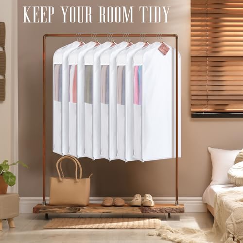 Briwooody Cotton Garment Bags, 2 Sets,Moth Protection,40 x 24 x 6 in, White - color: White, size: 40 x 24 x 6 Inch