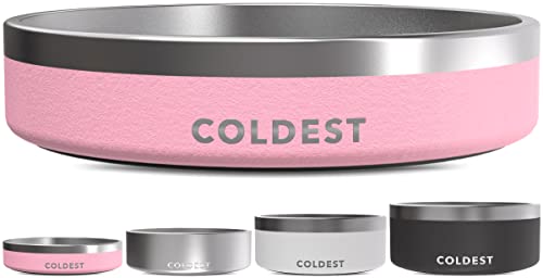 Coldest Dog Bowl - Anti Rust Metal, Non Slip, 3 Layers Insulated Stainless Steel Dog Bowls - Spill Proof & Heavy Duty - Water Bowl for Dogs, Cats & Pets, Dish Washer Safe (21 oz,Cotton Candy Pink) - color: Cotton Candy Pink, size: 21 oz