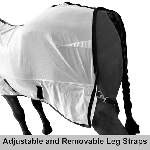 Horse Fly Sheet Lining, Mesh Equine Sheets Fly Rug, UV Protection | Breathable Mesh Fly Sheets for Horse, Equine Summer Sheets, Bug Mosquito FlySheet for Stable, Pasture, Barn (81", White) - size: 81 Inch