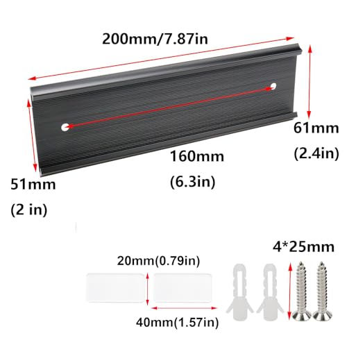 Antrader 10Pcs Name Plate Holders,Aluminium Alloy Name Plates,Black,2"×8" - color: Black,10pcs