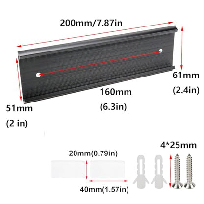 Antrader 10Pcs Name Plate Holders,Aluminium Alloy Name Plates,Black,2"×8" - color: Black,10pcs