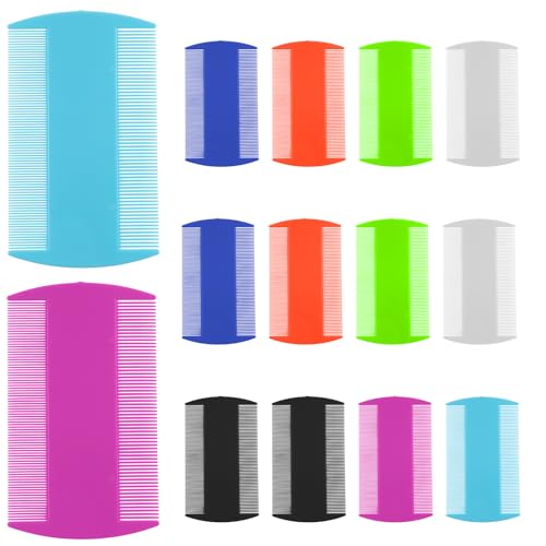14 Pcs Lice Comb, Flea Comb, Double Sided Dandruff Comb, Cat Comb, Plastic Flea Comb for Cats Fine Teeth Pet Comb for Cat Dog To Keep Skin Healthy And Hair Soft (Multi-color)