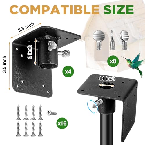 Hicarer 4 Pack Bird Mounting Flange Platform Feeder for 1" Diameter Pole