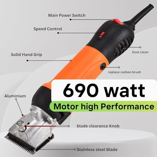 Heavy Duty Horse Clippers 600W Professional Electric Grooming Kit for Horses, Goats, Cattle & Livestock – 6-Speed Heavy Duty Farm Haircut Trimmer for Thick Coats – Equine Clippers with Accessories
