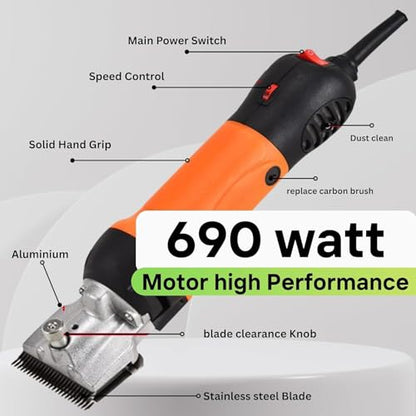 Heavy Duty Horse Clippers 600W Professional Electric Grooming Kit for Horses, Goats, Cattle & Livestock – 6-Speed Heavy Duty Farm Haircut Trimmer for Thick Coats – Equine Clippers with Accessories
