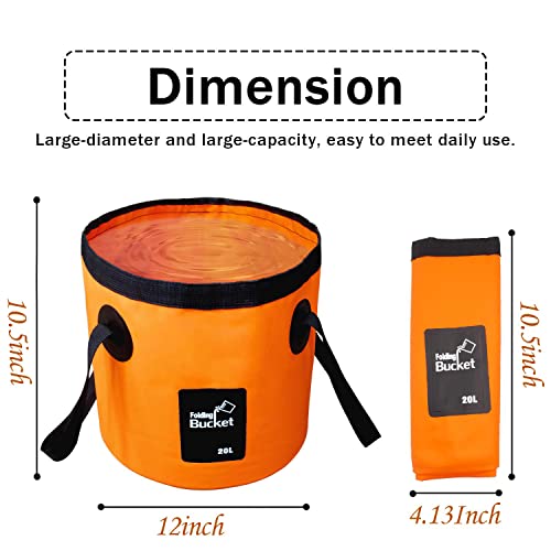 Esthesia Collapsible Bucket, 5 Gallon Portable Folding Water Container for Travelling, Camping, Hiking, Fishing, Gardening - color: Orange