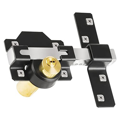 Barn Door Lock, 2", Fence Gate Lock, Double Sided Gate Latch, Shed Door Lock for Wooden Garage Vinyl Metal Gate with 5 Keys, for Right & Left Door - size: 2 inches