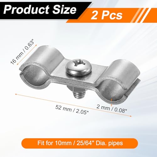 HARFINGTON 2pcs Chain Link Fence Panel Clamps 3/8" Stainless Steel Dog Kennel Clamps Fence Connector Temporary Dog Cage Hardware Parts with Bolts and Nuts for Round Pipe Panel - size: 3/8"