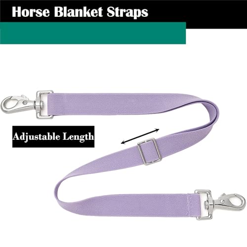 Premium Horse Blanket Sheet Leg Straps, Replacement Stretchy Belly Strap with Double Swivel Snaps, Adjustable Elastic Length from 24 to 42 Inch Winter Blanket - color: Purple
