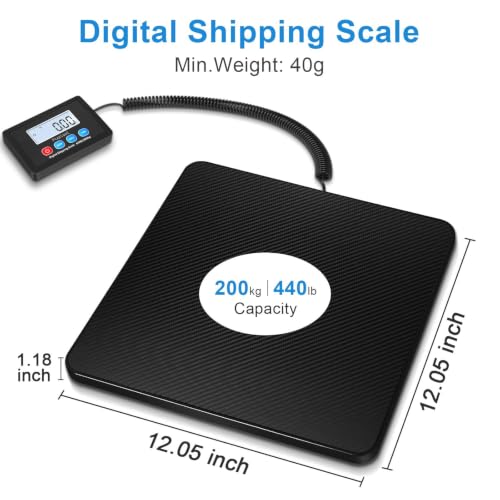 Fuzion Shipping Scale, 440LB x 10g High Accuracy Postal Scale, Hold & Tare - color: Black