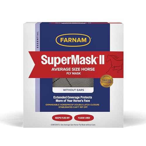 Farnam SuperMask II Horse Fly Mask Without Ears For Eyes, Regular Size - size: Average Horse