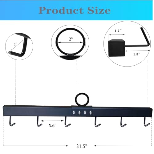 31.5" Fence Stretcher Bar 6 Thickened Hooks Steel Chain Link Fabric Fence Stretcher Woven Wire Fence Stretcher Fabric Black Steel Bar Fence Stretcher Tool