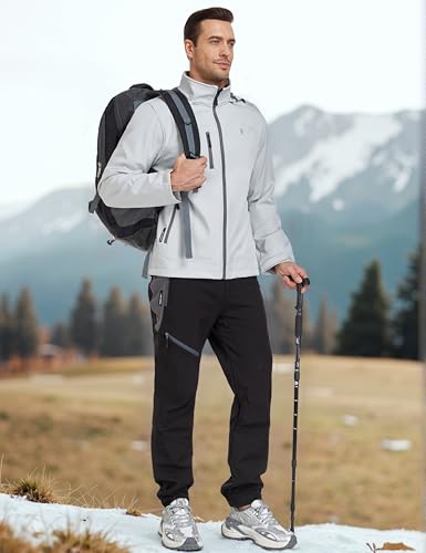 Little Donkey Andy Men’s Removable Hood Softshell Fleece Jacket - color: A.light Gray, size: XX-Large