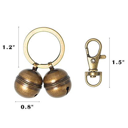 Copper Bells for Dog Collars with Snap Clips - Dog Bells to Go Outside,Made of Pure Copper for Dogs/Cat - Clear Sound & No Rust - Know Where Your Pet - color: D-ring(Fits All Dogs)
