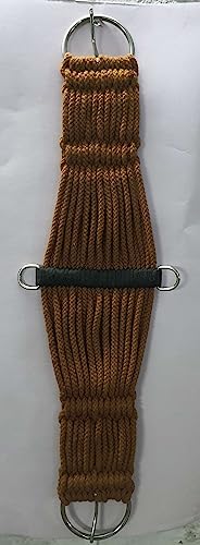 Horse Western 25 Strand Double Weave Mohair Roper Girth- Breathable Saddle Girth with Stainless Steel Buckles - color: Brown