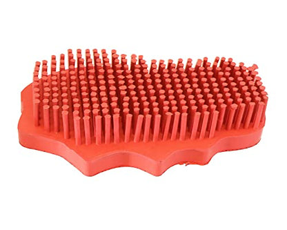 Grewal® Equestrian Grooming Bundle Kit - Comfy Pet Grooming & Bathing Glove - Oval Face Soft Bristles - Great for Thin & Sensitive Skin (Orange) - color: Orange