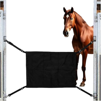 Horse Stall Gate - Aisle Guard Barrier | Adjustable Straps Door, Stable Pasture Partition, Equestrian Center Restraint, Riding Show Venues, Boarding Facilities, Heavy Duty Safety Mesh