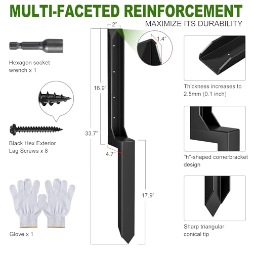 Fence Post Repair Kit，(One-Piece 33.7",2 pcs) - size: One-Piece (33.7")