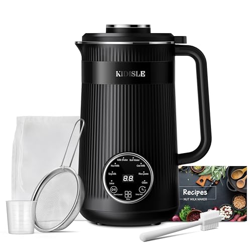 KIDISLE 32oz Automatic Nut Milk Maker Machine, Self-Cleaning & Delay Start | 8 in 1 Plant-Based Beverage Maker for Almond, Soy, Oat, Coconut & Rice Paste / No Soaking / 2H Keep Warm / Boil Water