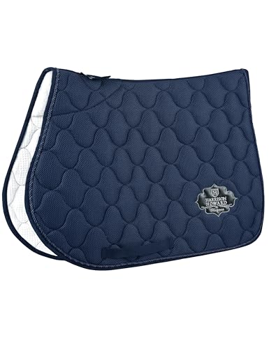 Harrison Howard 3D Air Mesh Saddle Pad for Horses – Breathable Shock-Absorbing All-Purpose English Saddle Pad - color: Navy